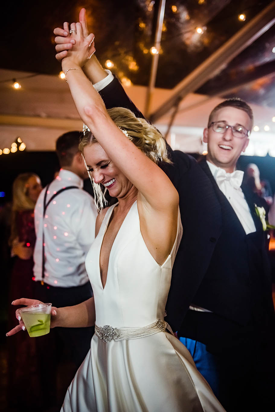 dancing on dance flor at wedding